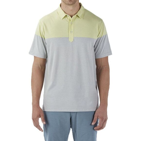 Linksoul Dora Color Block Casual Golf Polo Medium Citron Gray The Loop Logo - Picture 1 of 9